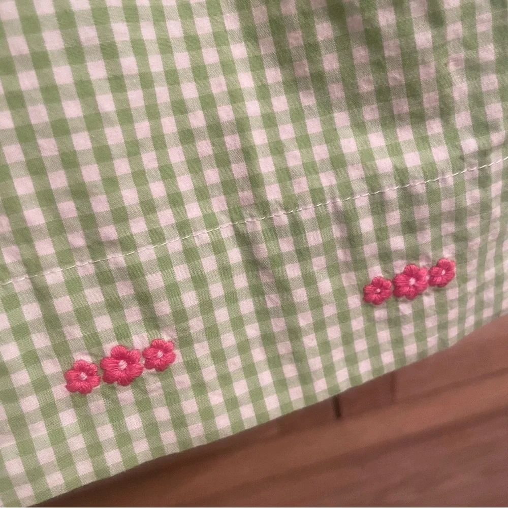 Gymboree  Girls Size 7 Green Gingham Smocked Dress Easter